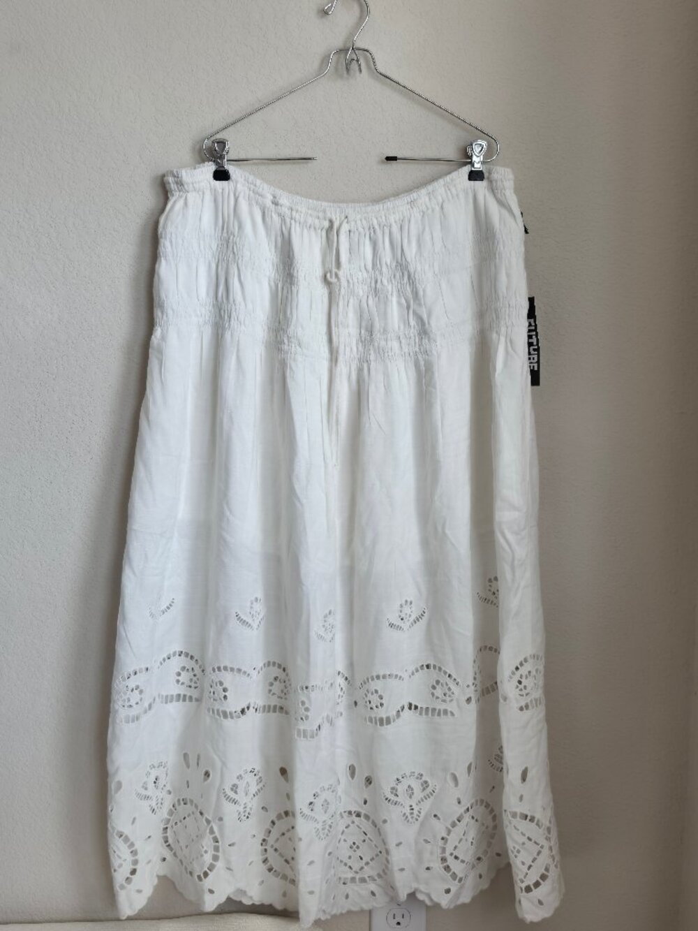 Future Collective cream white high rise drop waist eyelet maxi skirt NWT XXL